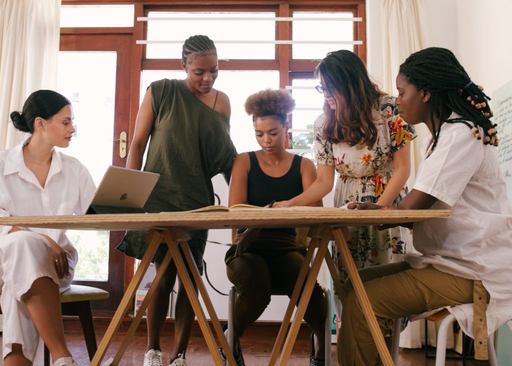 Women discussing at the meeting